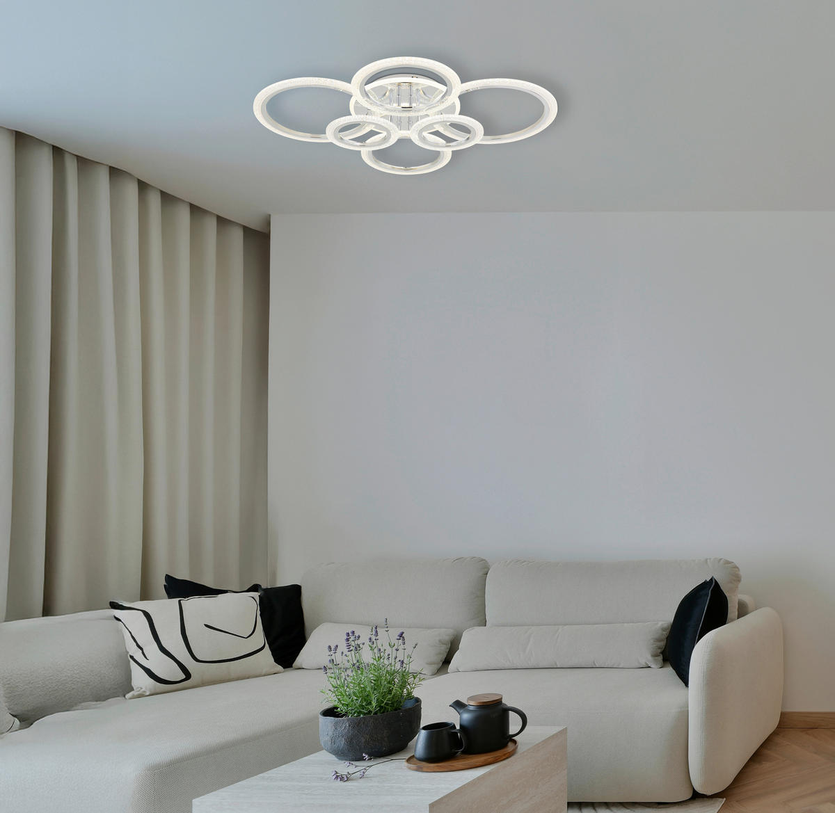 LED-DECKENLEUCHTE 78/60,5/11,5 cm   - Klar/Chromfarben, Design, Kunststoff/Metall (78/60,5/11,5cm) - Globo