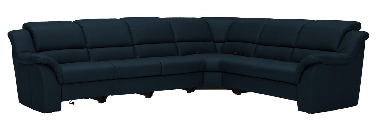 ECKSOFA  in Echtleder Dunkelblau  324/260 cm  - Chromfarben/Dunkelblau, KONVENTIONELL, Leder/Kunststoff (324/260cm) - Cantus
