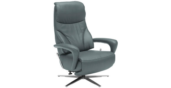 RELAXSESSEL in Leder Blau, Grau  - Blau/Edelstahlfarben, Design, Leder/Metall (75/106/88cm) - Dieter Knoll