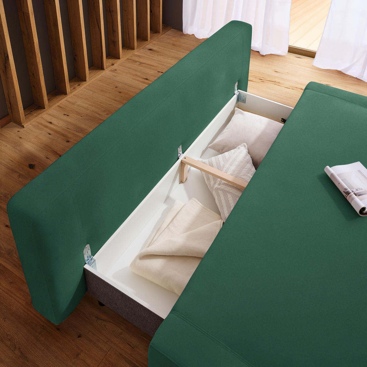 SCHLAFSOFA in Textil Türkis  - Türkis/Naturfarben, Design, Holz/Textil (211/88/102cm) - Niels Andersson