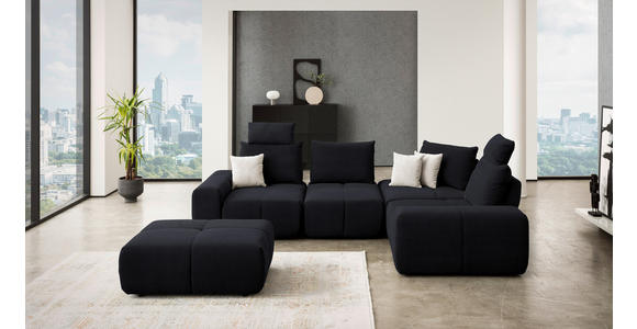 ECKSOFA in Velours Anthrazit  - Anthrazit/Schwarz, Design, Kunststoff/Textil (326/236cm) - Xora