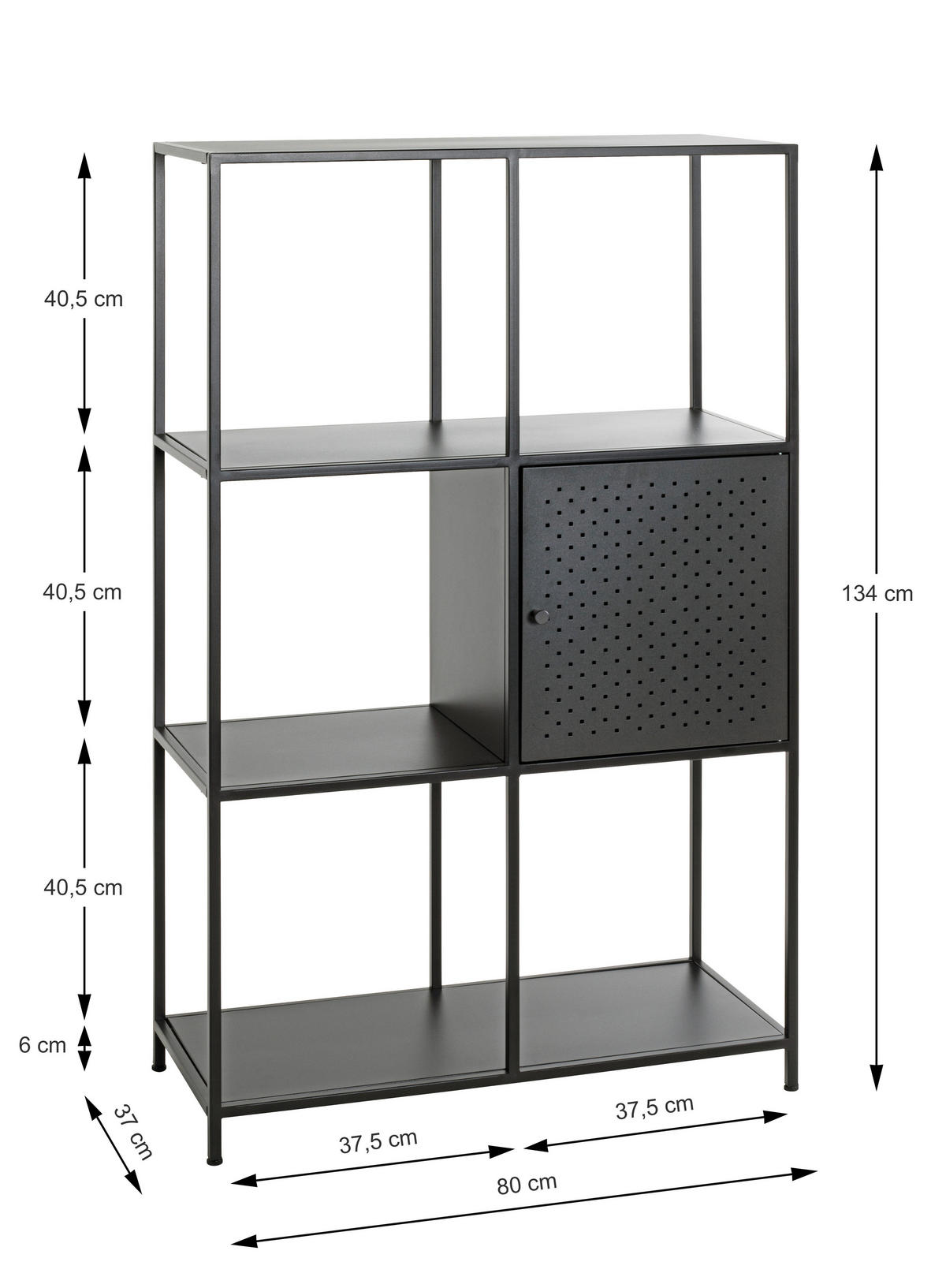 REGAL Schwarz  - Schwarz, Design, Metall (80/134/37cm)