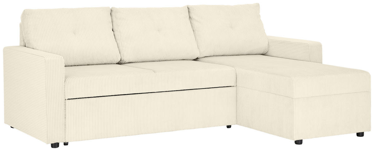 ECKSOFA - Creme/Schwarz, KONVENTIONELL, Kunststoff/Textil (218/155cm) - Ti'me