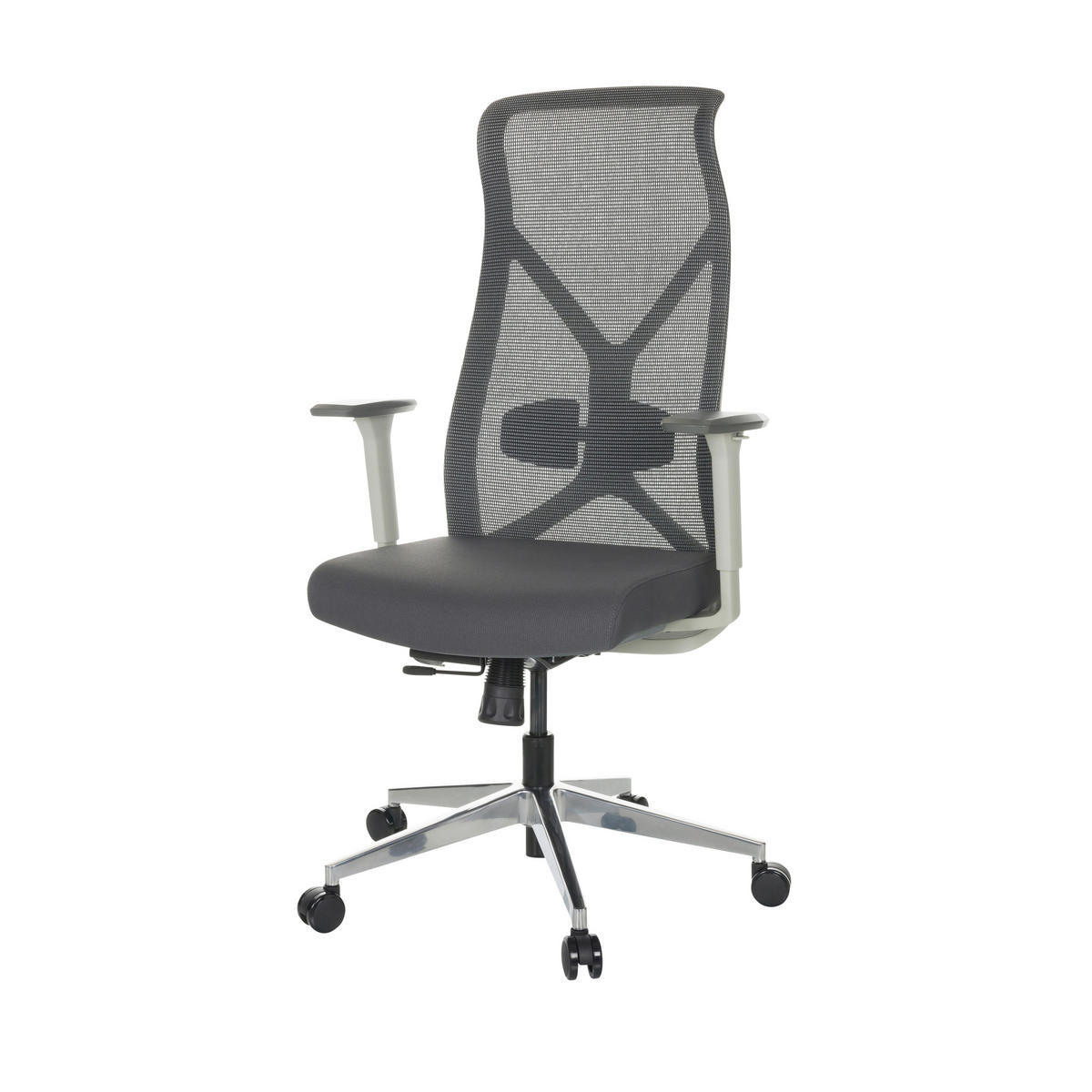 DREHSTUHL Schwarz  - Silberfarben/Schwarz, Basics, Kunststoff/Textil (69/119-128/60cm) - MID.YOU