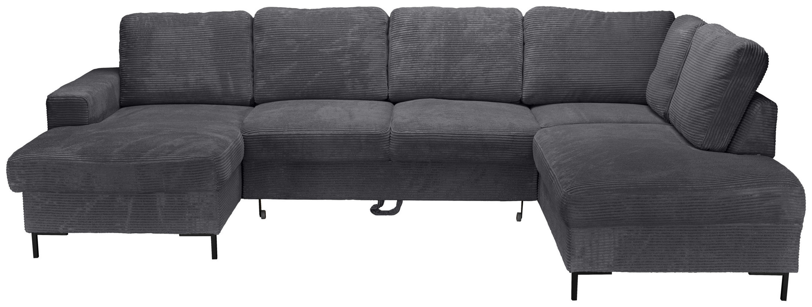 WOHNLANDSCHAFT Anthrazit Cord  - Anthrazit/Schwarz, KONVENTIONELL, Textil/Metall (148/303/197cm) - Carryhome