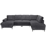 WOHNLANDSCHAFT Anthrazit Cord  - Anthrazit/Schwarz, KONVENTIONELL, Textil/Metall (148/303/197cm) - Carryhome