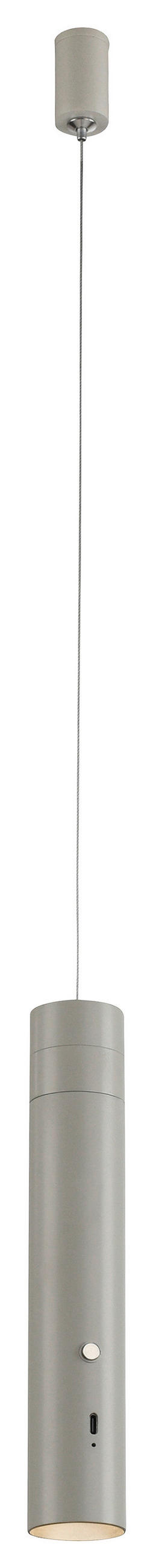 AKKU-LED-HÄNGELEUCHTE 4/4/200 cm   - Greige, Design, Kunststoff/Metall (4/4/200cm)
