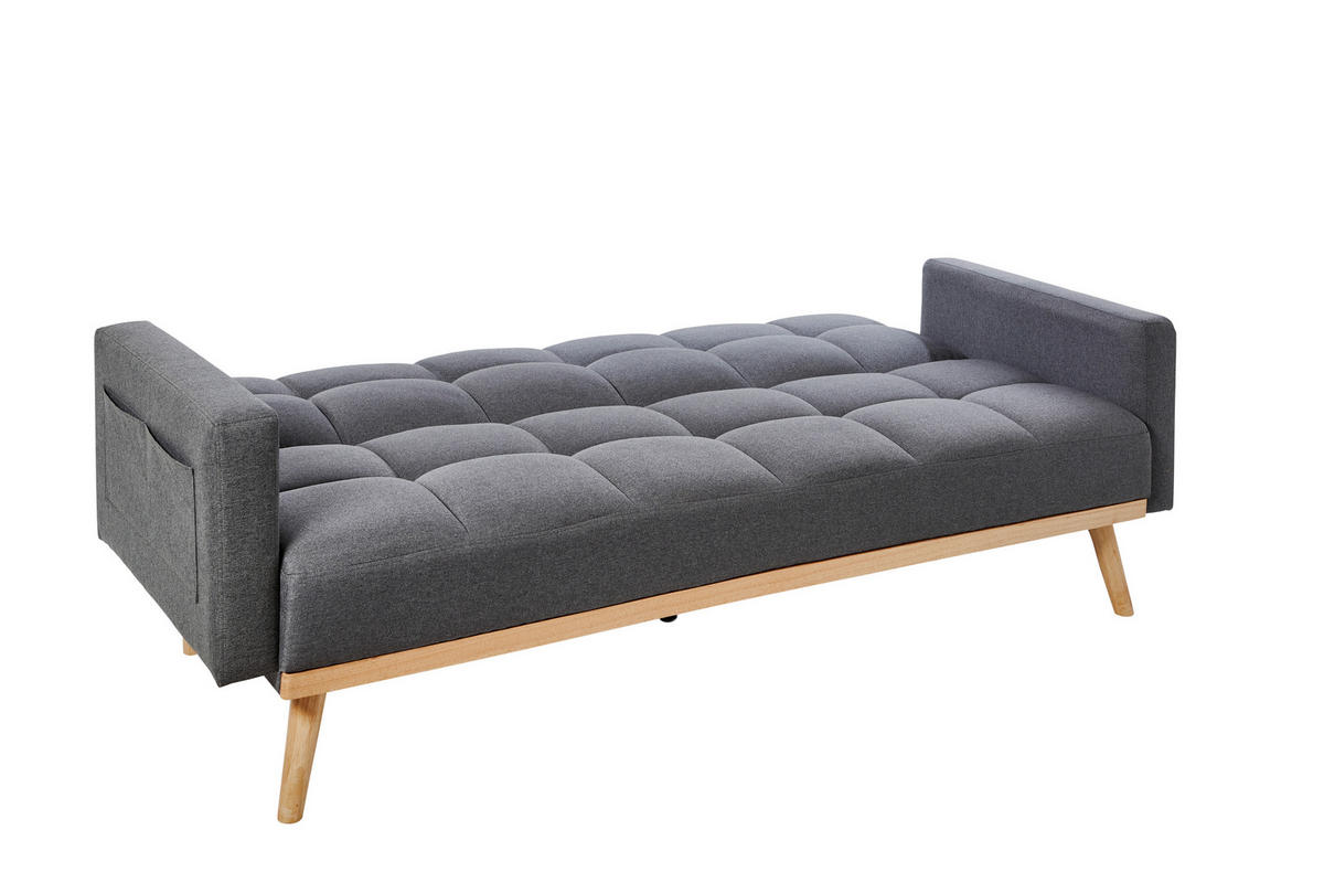 SCHLAFSOFA Webstoff Grau  - Eichefarben/Grau, MODERN, Holz/Textil (213/83/83cm) - Livetastic