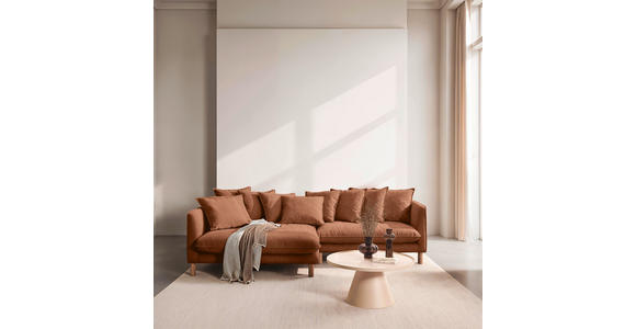 ECKSOFA Rostfarben Chenille  - Rostfarben/Buchefarben, KONVENTIONELL, Holz/Textil (162/276cm) - Carryhome