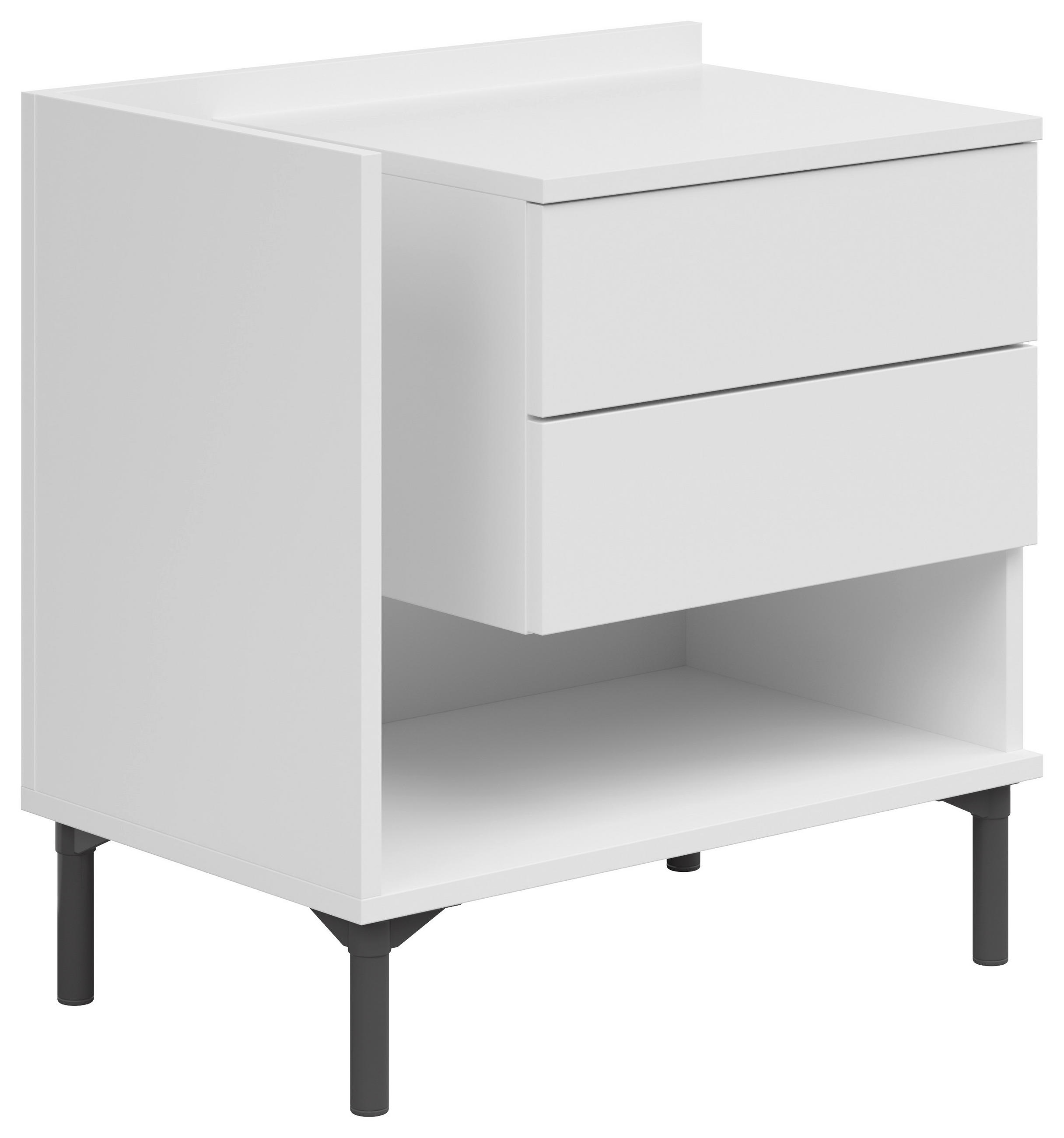 NACHTKÄSTCHEN 60/62/38 cm  in Weiß  - Graphitfarben/Weiß, Design, Holzwerkstoff/Kunststoff (60/62/38cm) - Lomoco