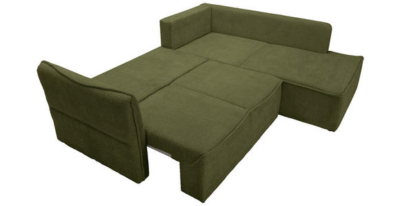 ECKSOFA  in Chenille Olivgrün  - Schwarz/Olivgrün, KONVENTIONELL, Kunststoff/Textil (233/193cm) - Carryhome