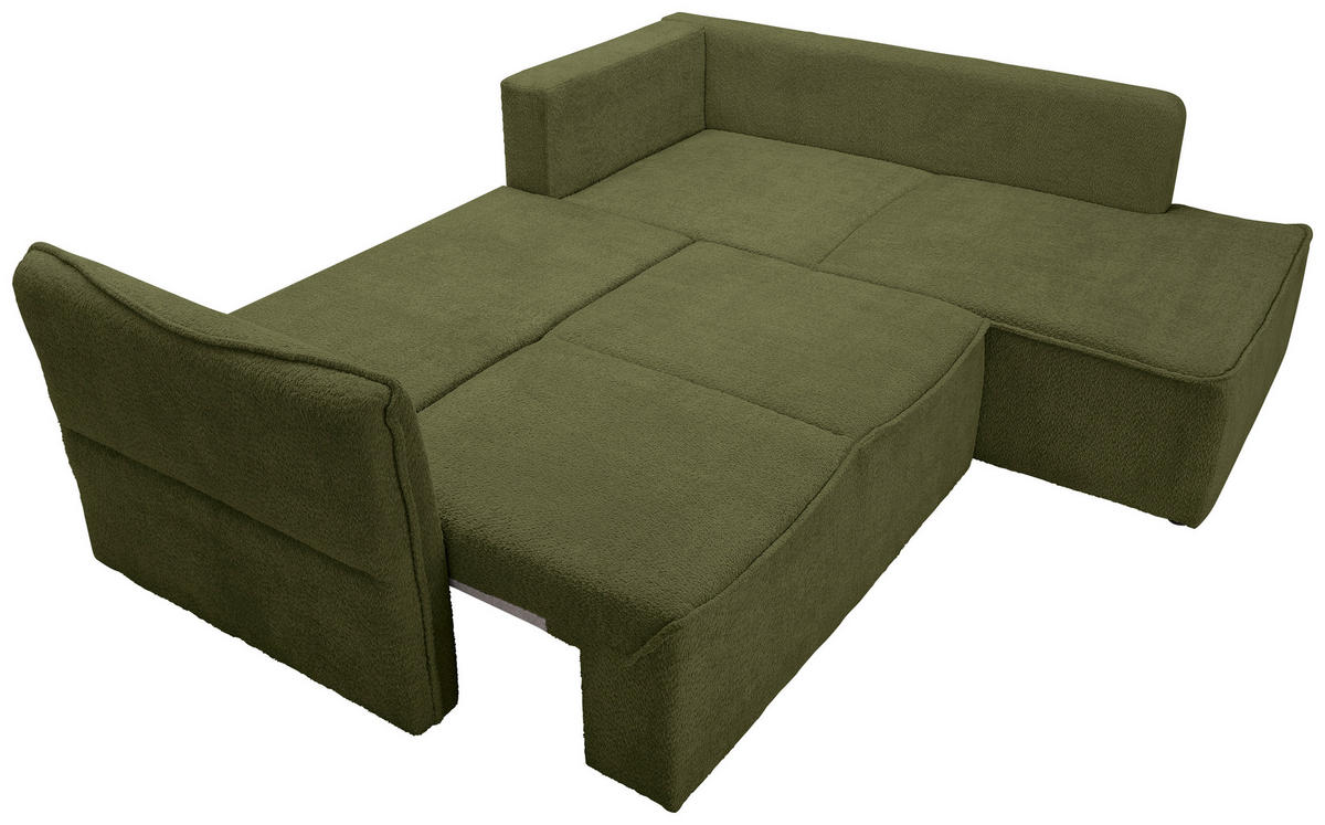 ECKSOFA in Chenille Olivgrün  - Schwarz/Olivgrün, Konventionell, Kunststoff/Textil (233/193cm) - Carryhome