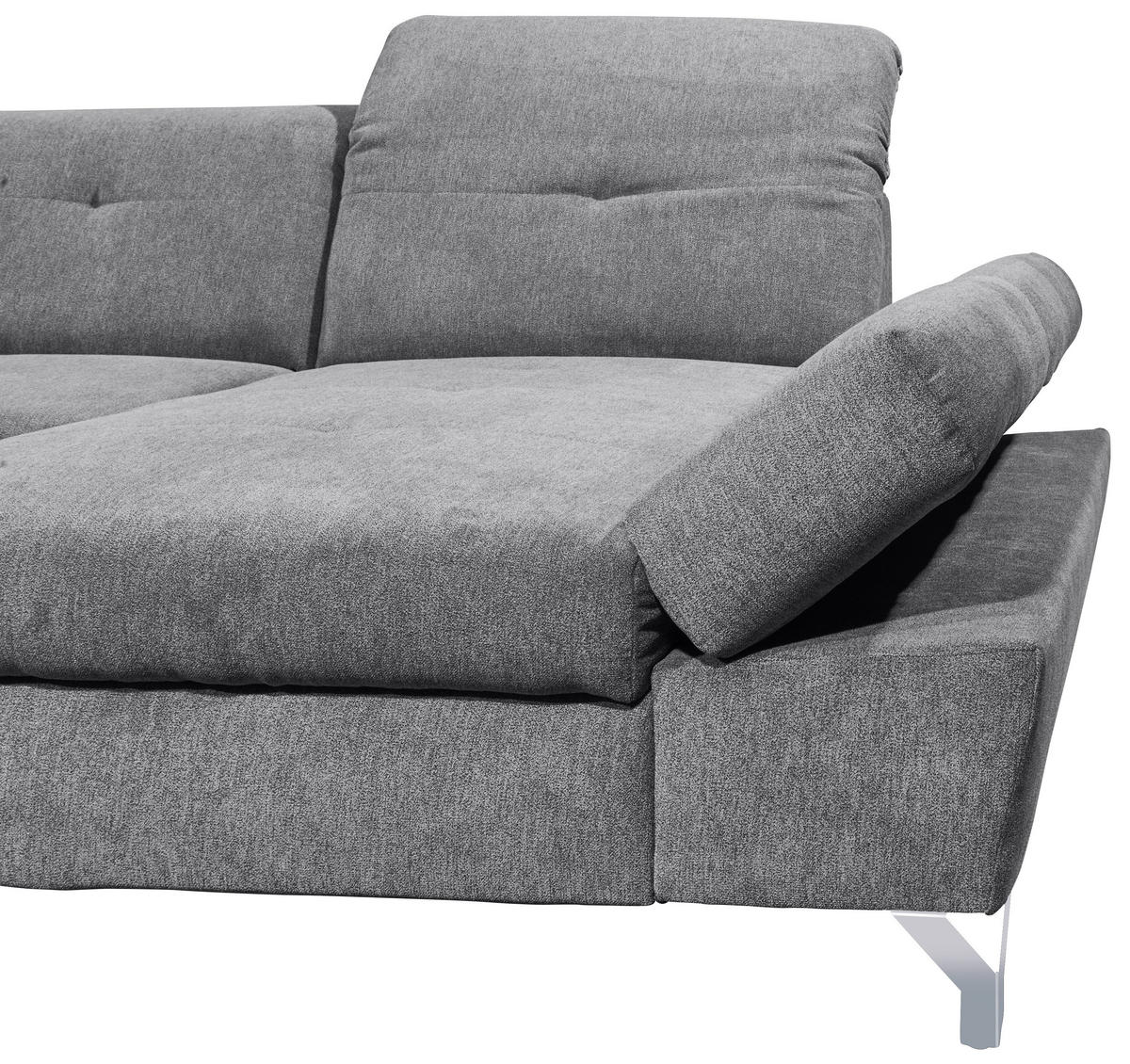 SOFFA i mikrovelour mörkgrå  - mörkgrå/silver, Modern, metall/textil (245/350/168cm) - MID.YOU