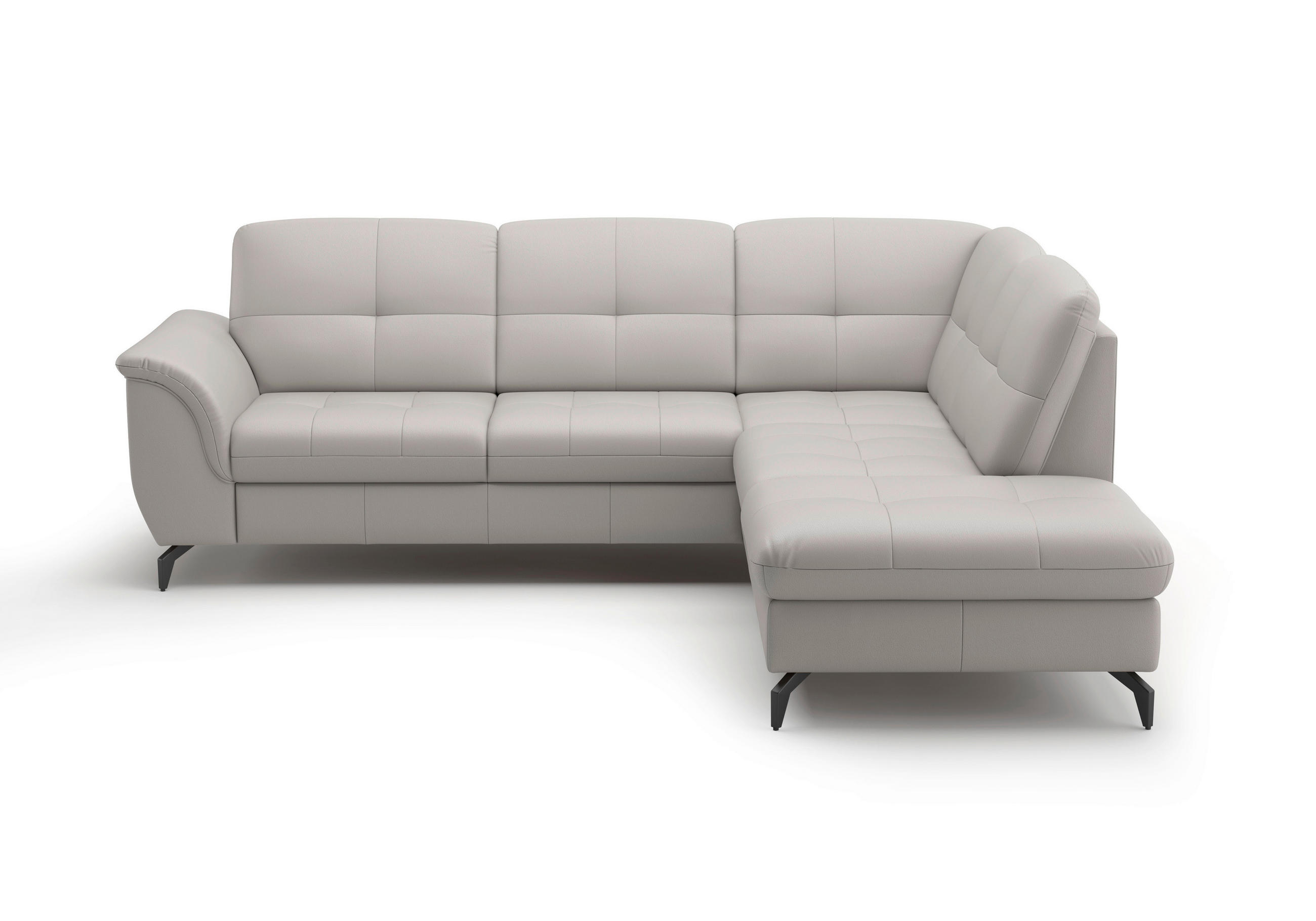 ECKSOFA in Vliesstoff Kombination Echtleder/Stoff Hellgrau  244/212 cm  - Hellgrau/Schwarz, MODERN, Leder/Textil (244/212cm) - Sit & More