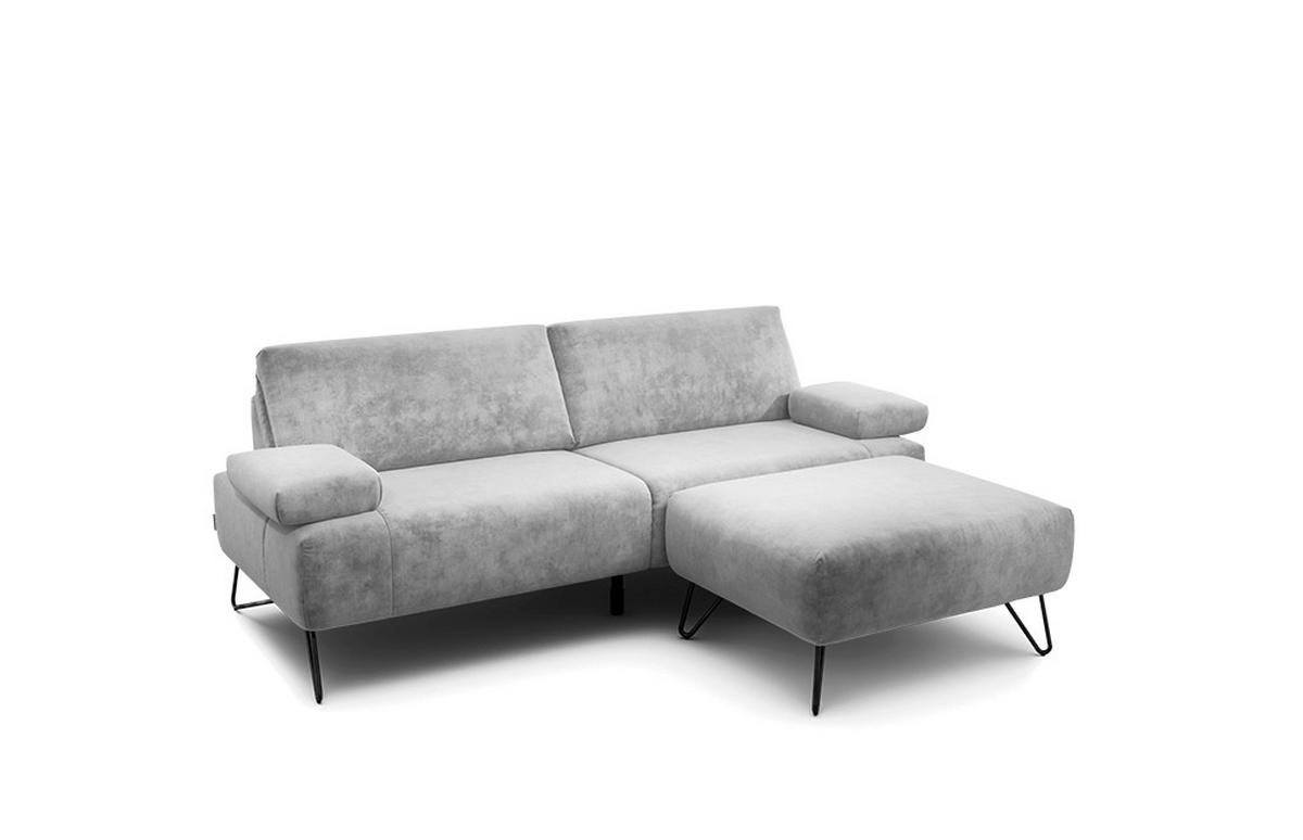 2,5-SITZER Samt Hellgrau  - Hellgrau/Schwarz, Design, Textil/Metall (204-234/85/86-94cm) - SENSOO