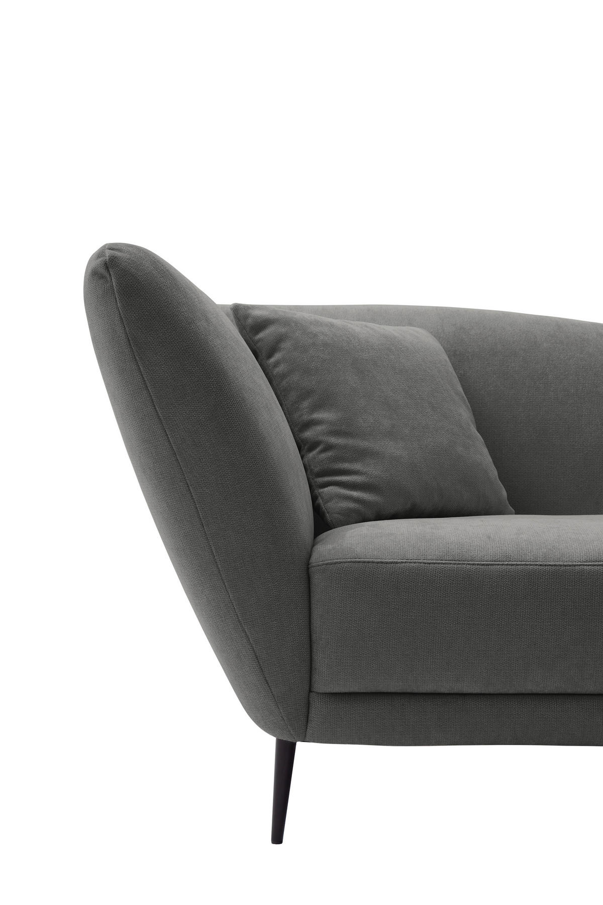 RÉCAMIERE Anthrazit Chenille Zierkissen, Rücken echt  - Anthrazit/Schwarz, KONVENTIONELL, Textil/Metall (224/70/97cm) - Hom`in