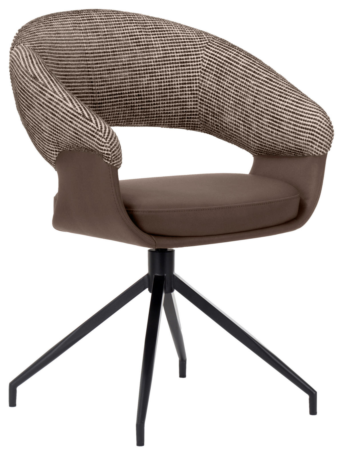 ARMLEHNSTUHL  Sitzfläche 360° drehbar, automatische Rückholfunktion Webstoff, Mikrofaser  - Schwarz/Braun, Design, Textil/Metall (60/83/62cm) - Novel