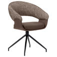 ARMLEHNSTUHL  automatische Rückholfunktion, Sitzfläche 360° drehbar Mikrofaser, Webstoff  - Schwarz/Braun, Design, Textil/Metall (60/83/62cm) - Novel