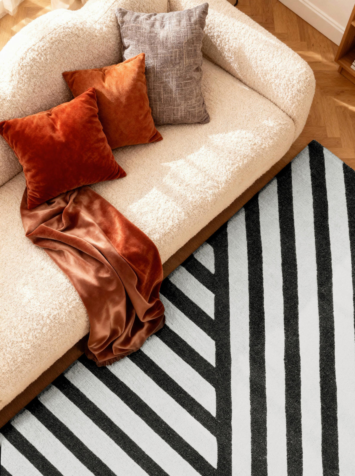 WOLLTEPPICH 120/180 cm Stryve Schwarz, Weiß rechteckig  - Schwarz/Weiß, Basics, Textil (120/180cm) - Elle Decoration