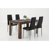 TISCHGRUPPE Braun, Schwarz  - Schwarz/Braun, MODERN, Kunststoff/Metall (140cm) - MID.YOU