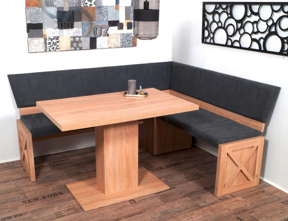 ECKBANKGRUPPE Grau, Sonoma Eiche  - Grau/Sonoma Eiche, KONVENTIONELL, Holz/Textil (150/185/87cm) - MID.YOU