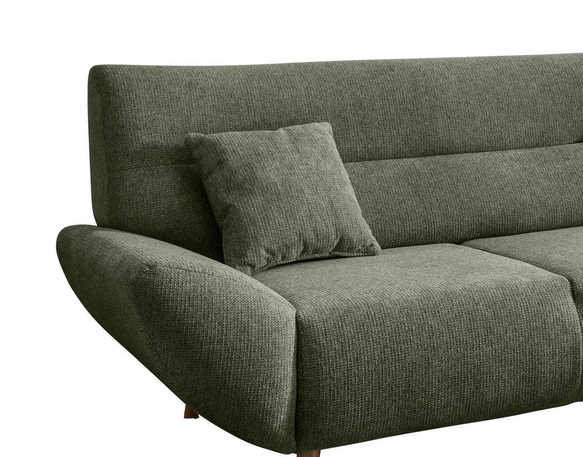 ECKSOFA in Chenille Dunkelgrün  - Wildeiche/Dunkelgrün, Modern, Holz/Textil (290/166cm) - MID.YOU