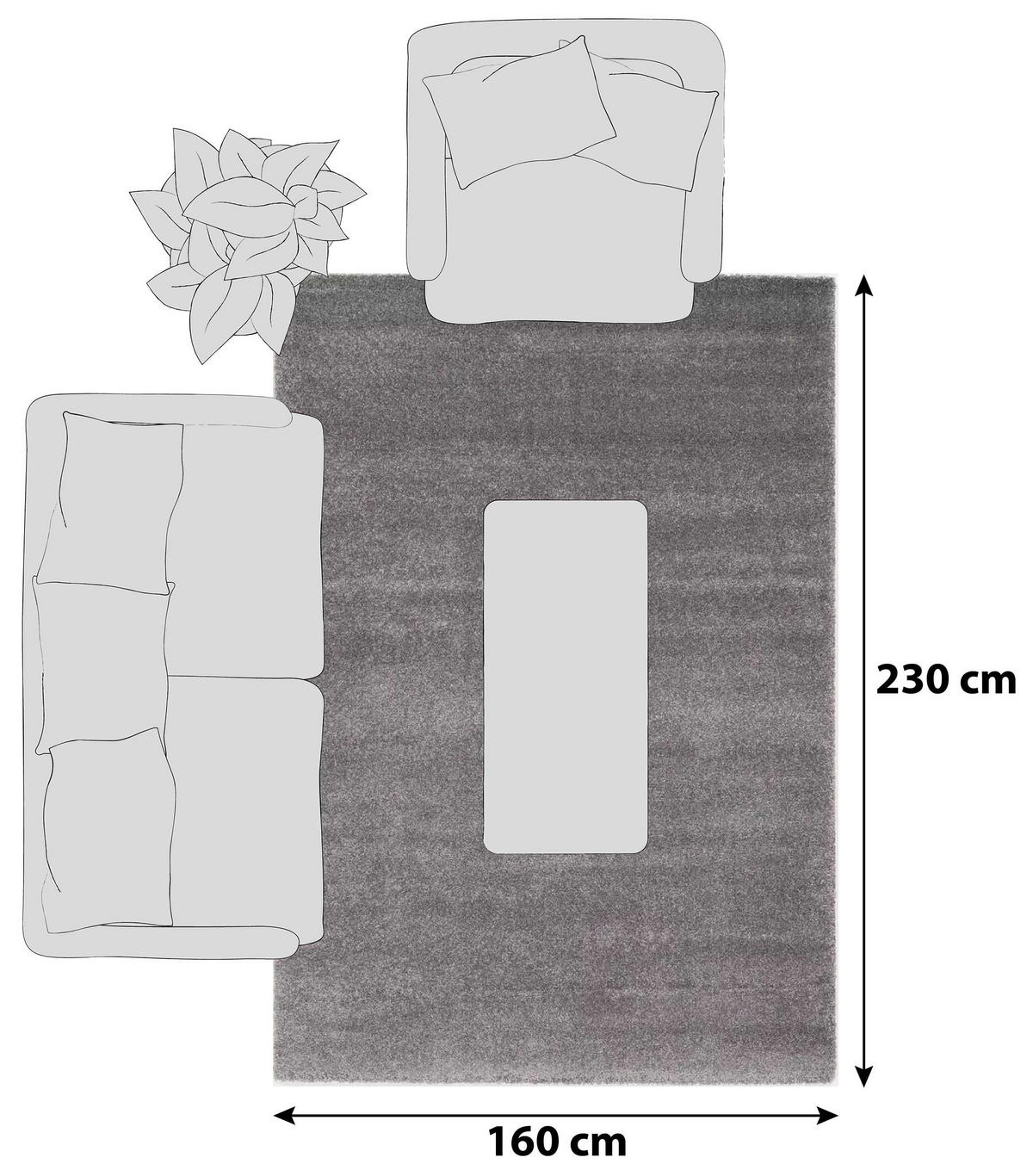 HOCHFLORTEPPICH 160/230 cm Bellevue Grau  - Grau, Basics, Textil (160/230cm) - Novel