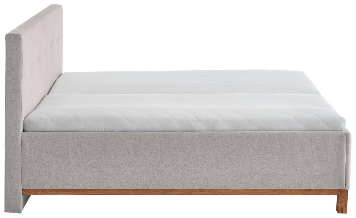 POLSTERBETT 180/200 cm  in Hellgrau  - Eichefarben/Hellgrau, MODERN, Holz/Textil (180/200cm) - Livetastic