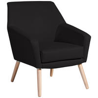 SESSEL in Lederlook Schwarz  - Buchefarben/Schwarz, Design, Holz/Textil (67/81/71cm) - Max Winzer