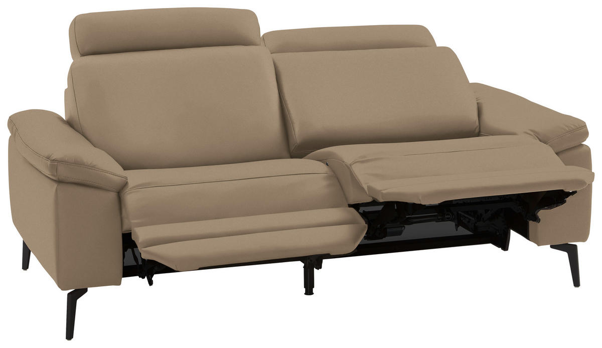 2,5-SITZER in Echtleder Beige  - Beige/Schwarz, Design, Leder/Metall (196/88/100cm) - Valdera