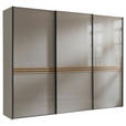 SCHWEBETÜRENSCHRANK  in Sandfarben, Eiche Artisan  - Sandfarben/Graphitfarben, Design, Glas/Holzwerkstoff (298/222/68cm) - Moderano