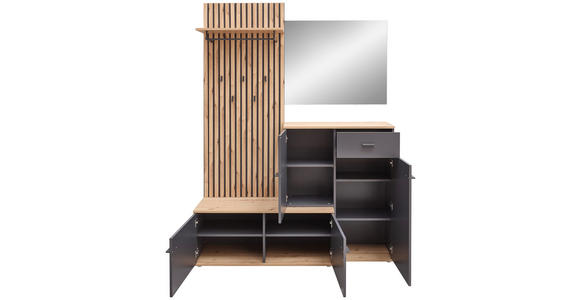 GARDEROBE  in 148/199/38 cm  - Anthrazit/Eiche Artisan, Design, Glas/Holzwerkstoff (148/199/38cm) - Xora