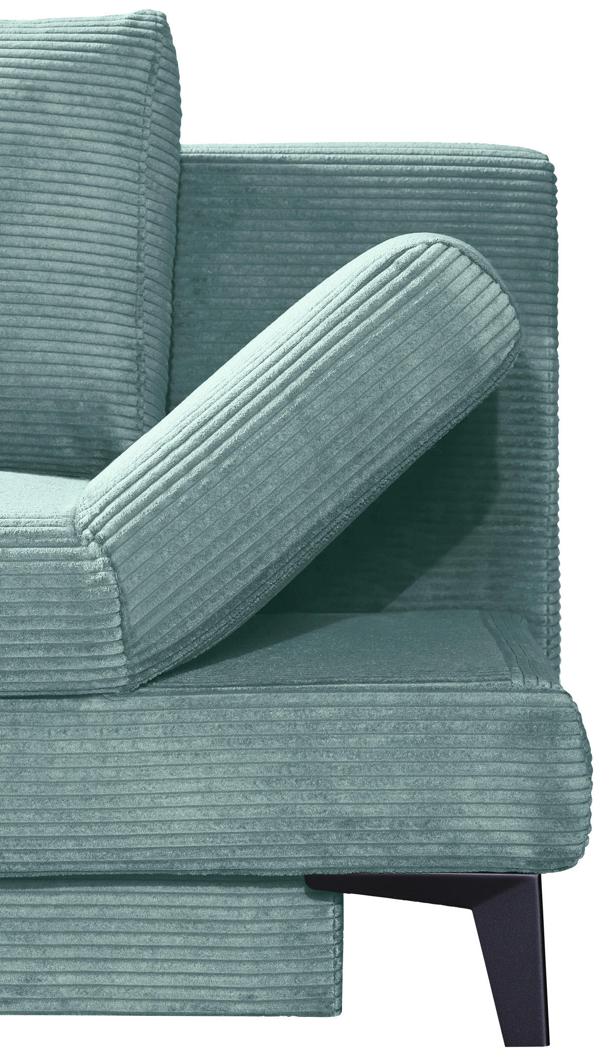 SCHLAFSOFA Cord Türkis  inkl. Bettkasten, Schlaffunktion, Armteilverstellung  - Türkis/Schwarz, Design, Textil/Metall (200/85/90cm) - Novel