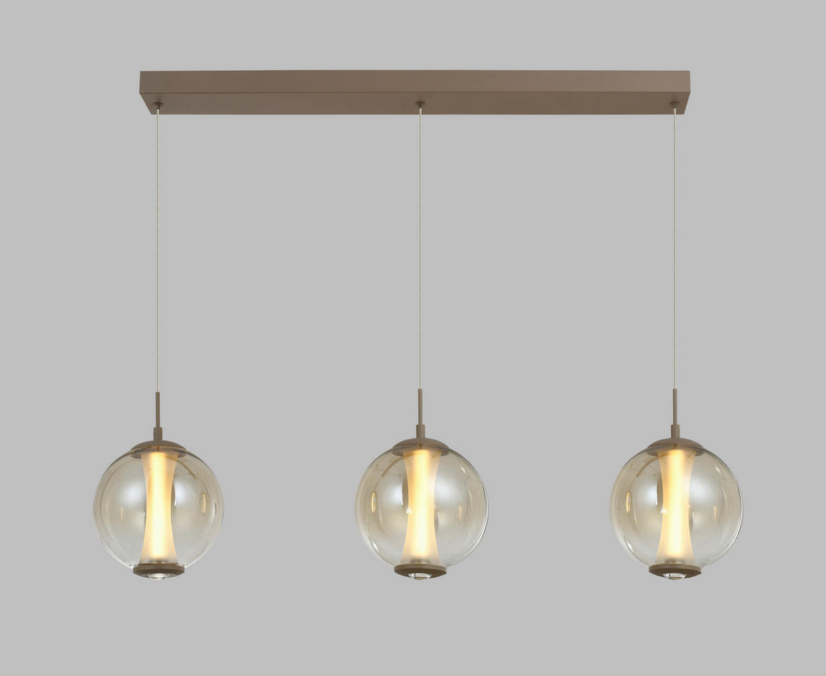 LED-HÄNGELEUCHTE Orleans 94/150/18 cm  - Sandfarben, Design, Glas/Metall (94/150/18cm)