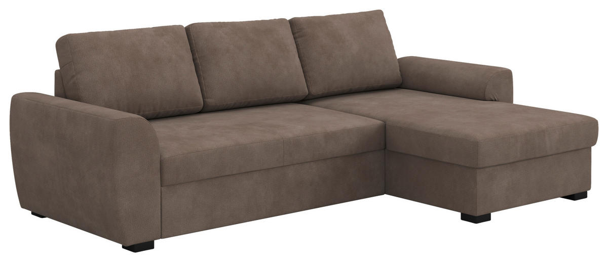 ECKSOFA  in Mikrofaser Taupe  253/154 cm  - Taupe/Schwarz, Trend, Kunststoff/Textil (253/154cm) - MID.YOU