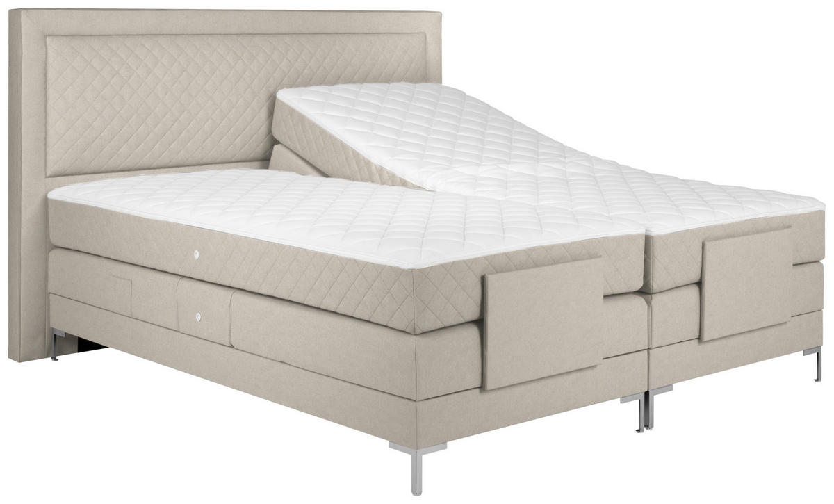 BOXSPRINGBETT 160/200 cm  in Beige  - Beige/Alufarben, Design, Textil/Metall (160/200cm) - Welnova