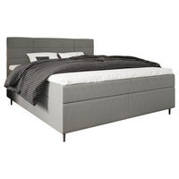 BOXBETT 180/200 cm,  in Grau, Bettkasten, Topper, Lattenrost, Matratze, H2 = mittel  - Birkefarben/Schwarz, KONVENTIONELL, Holz/Textil (180/200cm) - Boxxx