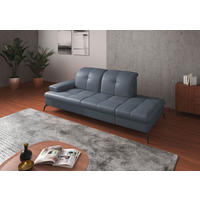 RÉCAMIERE in Echtleder Graublau  - Graublau/Schwarz, Konventionell, Leder/Metall (231/90/122cm) - Sit & More
