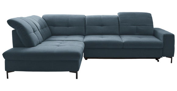 ECKSOFA  in Chenille Blau  240/308 cm  - Blau/Schwarz, Design, Textil/Metall (240/308cm) - Xora