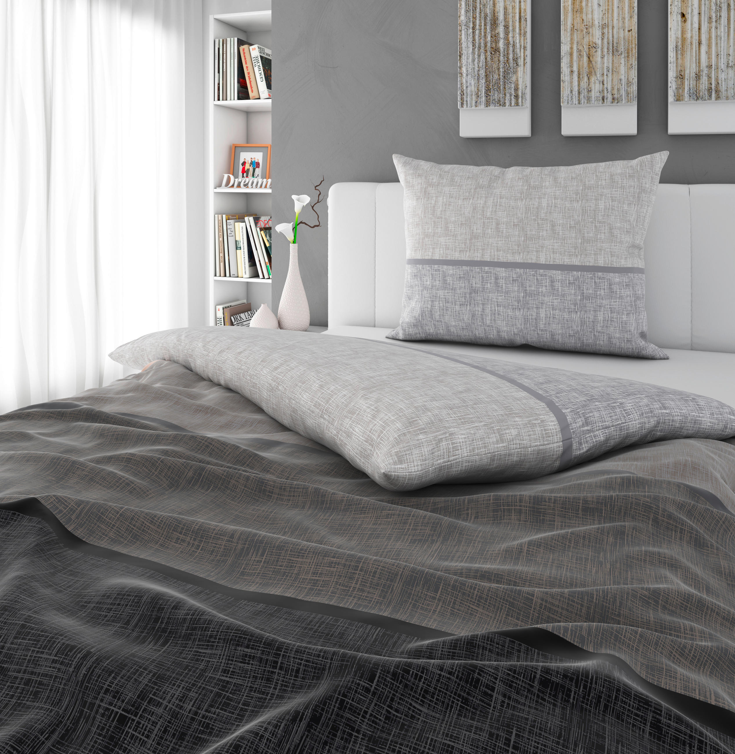 ÁGYNEMŰHUZAT-GARNITÚRA 140/200 cm  - szürke, Konventionell, textil (140/200cm) - Bio:Vio
