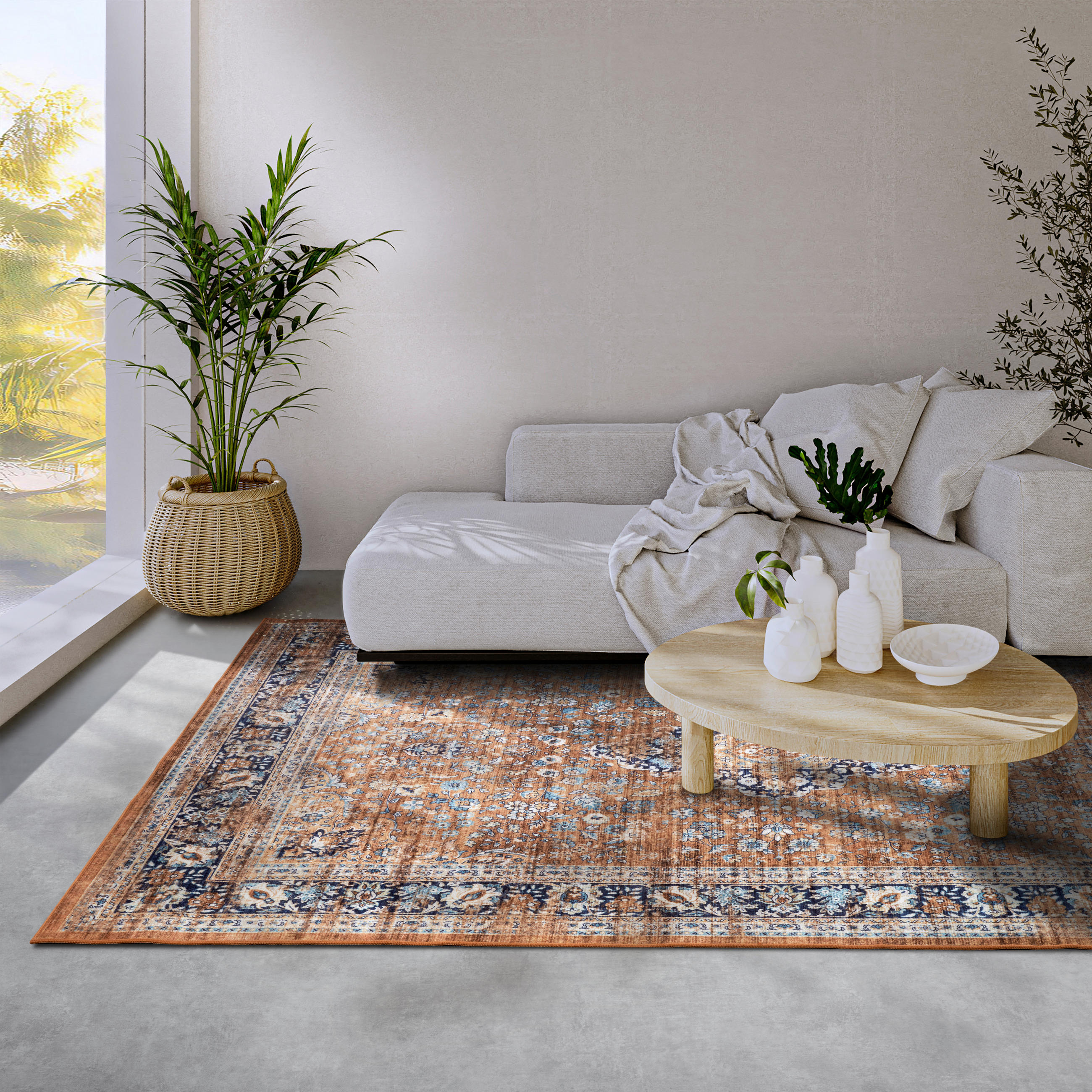 VINTAGE-TEPPICH 120/160/160 cm Asya Dunkelblau, Kupferfarben  - Dunkelblau/Kupferfarben, Design, Kunststoff/Textil (120/160/160cm) - Novel