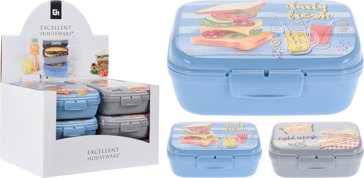 LUNCHBOX 1 l  - blå/grå, Basics, plast (16/12/7cm)