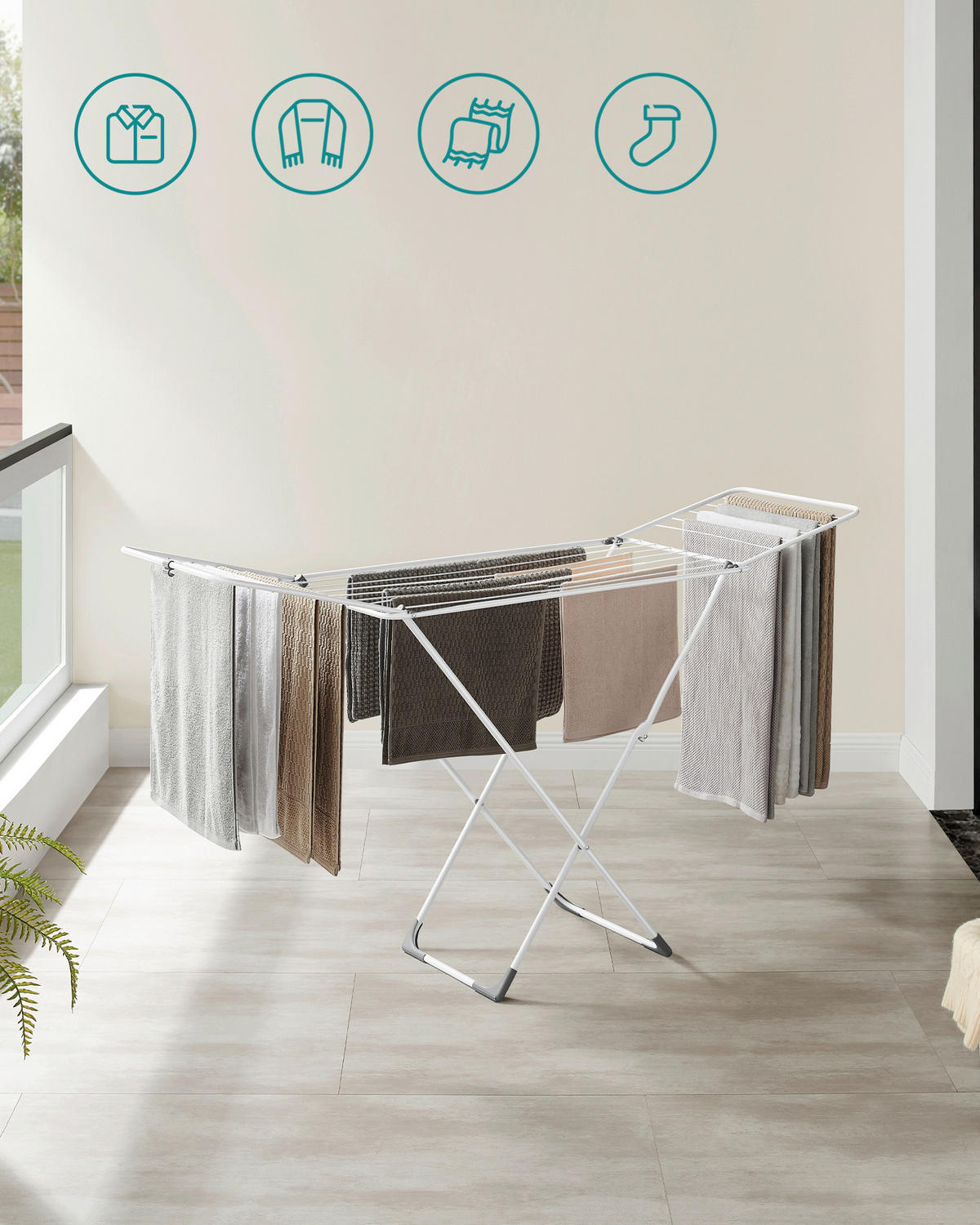 WÄSCHETROCKNER Bunji  - Weiß, Basics, Kunststoff/Metall (182/103/50cm)