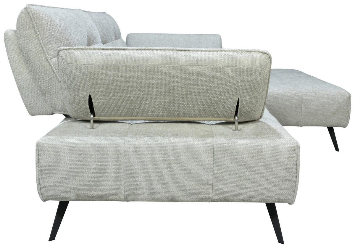 ECKSOFA Ottomane rechts  Greige Chenille  - Greige/Schwarz, Design, Textil/Metall (284/188cm) - Stylife