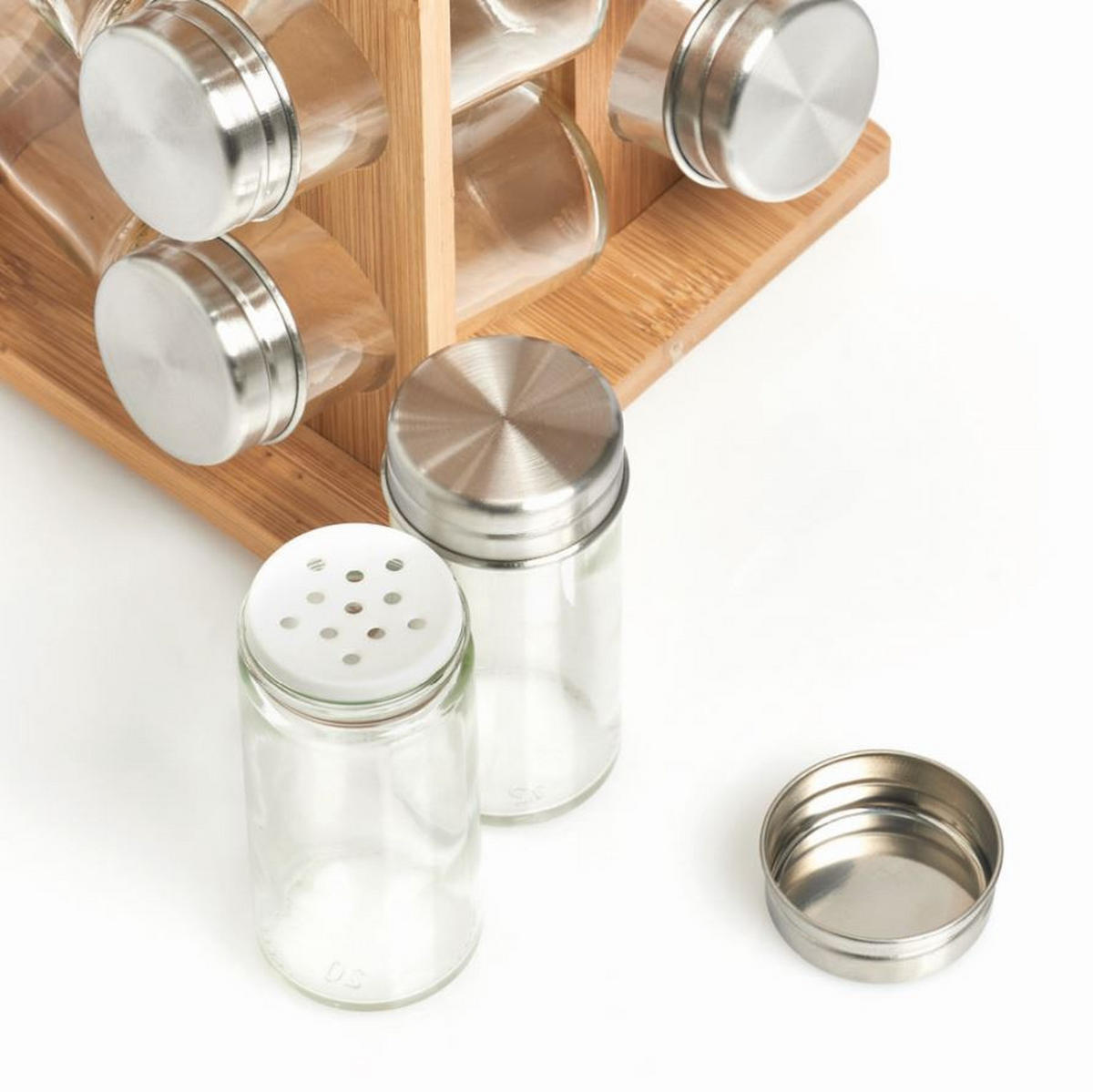GEWÜRZKARUSSELL - Transparent/Naturfarben, Basics, Glas/Holz (18/18/30cm) - Zeller Present