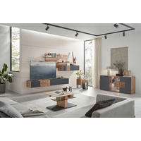WOHNWAND  in Anthrazit, Eichefarben 343/196/44 cm  - Eichefarben/Anthrazit, Design, Glas/Holz (343/196/44cm) - Valnatura