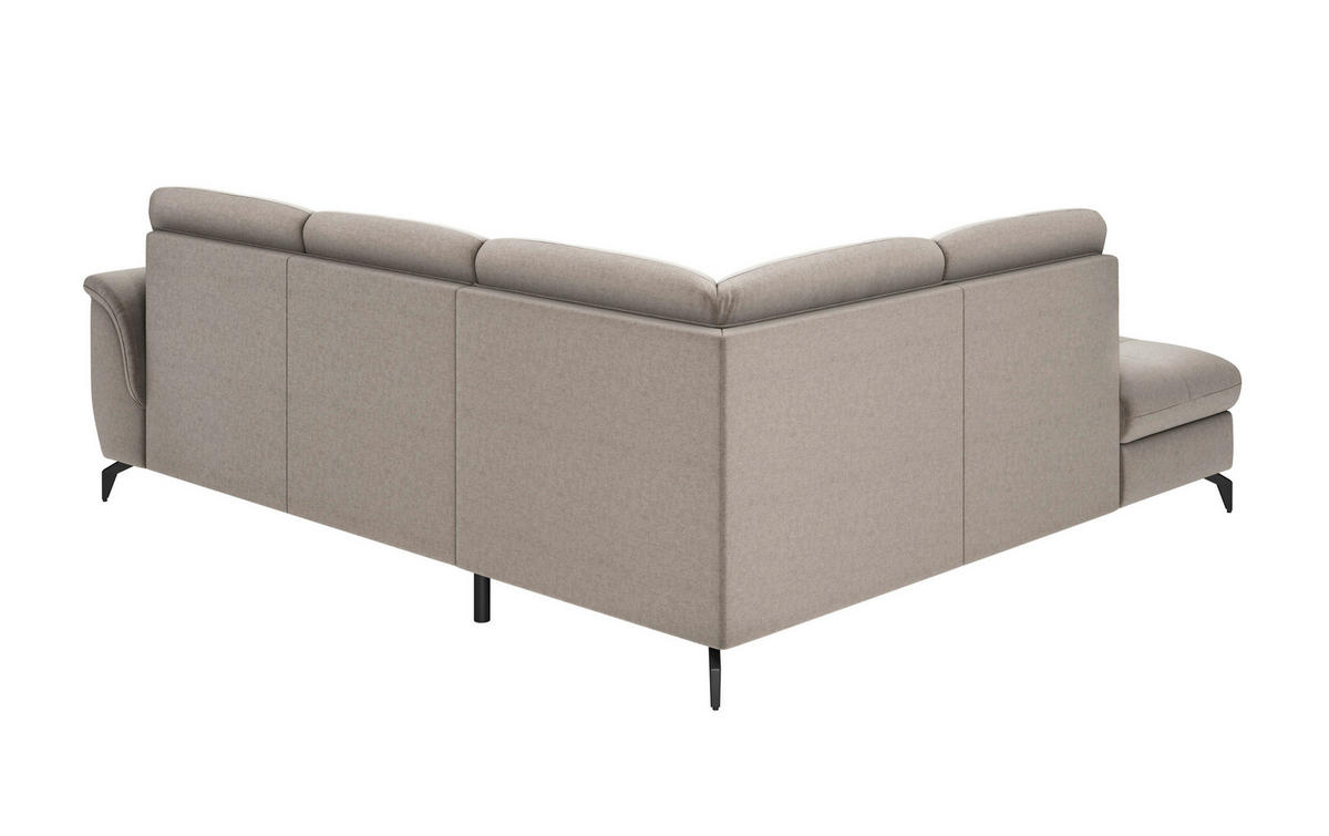 ECKSOFA in Flachgewebe Taupe  - Taupe/Schwarz, Modern, Textil/Metall (212/244cm) - Sit & More