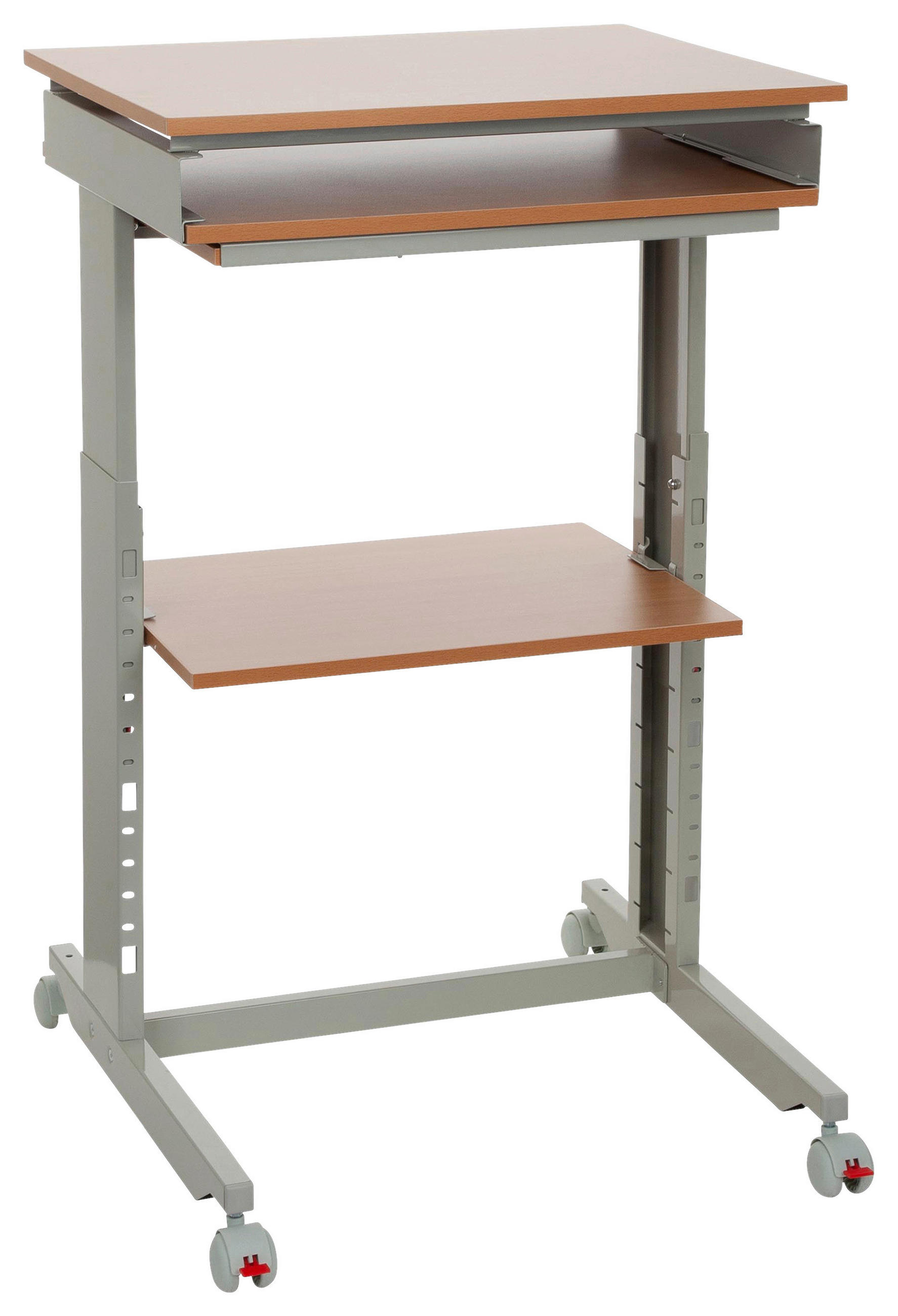 SKRIVBORD  i grå, bokfärgad  - bokfärgad/grå, Basics, metall/trämaterial (60/71,5-107,5/50cm) - MID.YOU