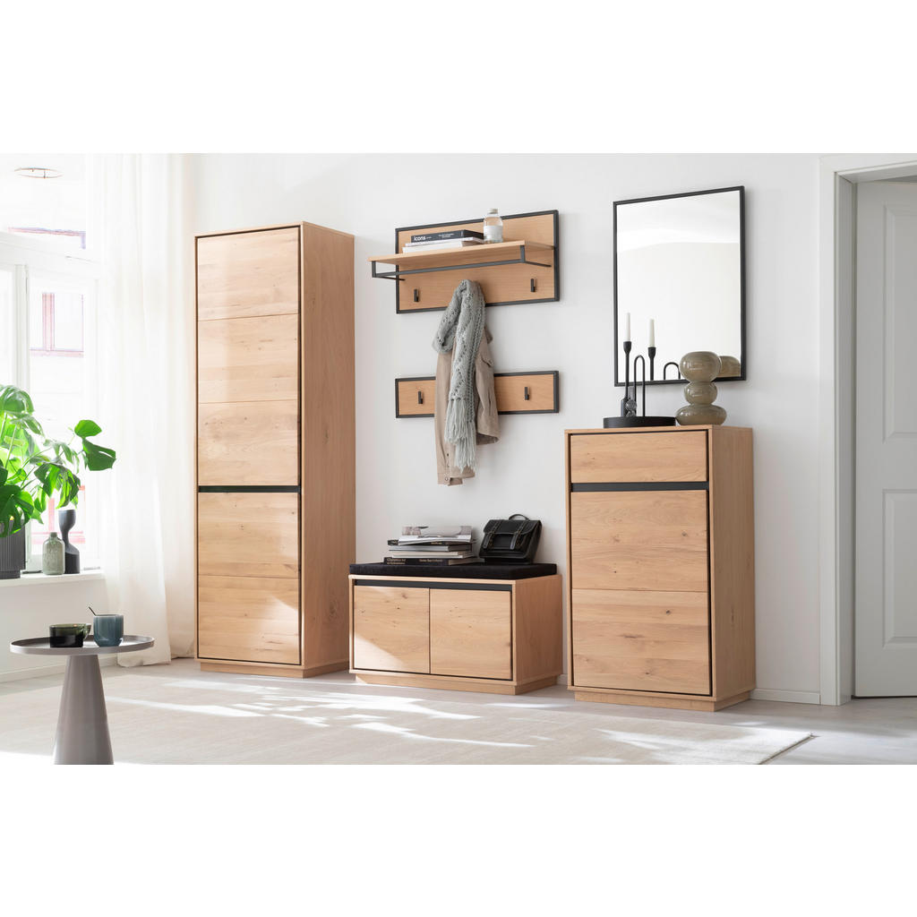 Thumbnail - Xxxl Garderobenbank, Anthrazit, Eiche Bianco, Holz, Textil, Asteiche, furniert, teilmassiv, 1-Sitzer, Füllung: Schaumsto...