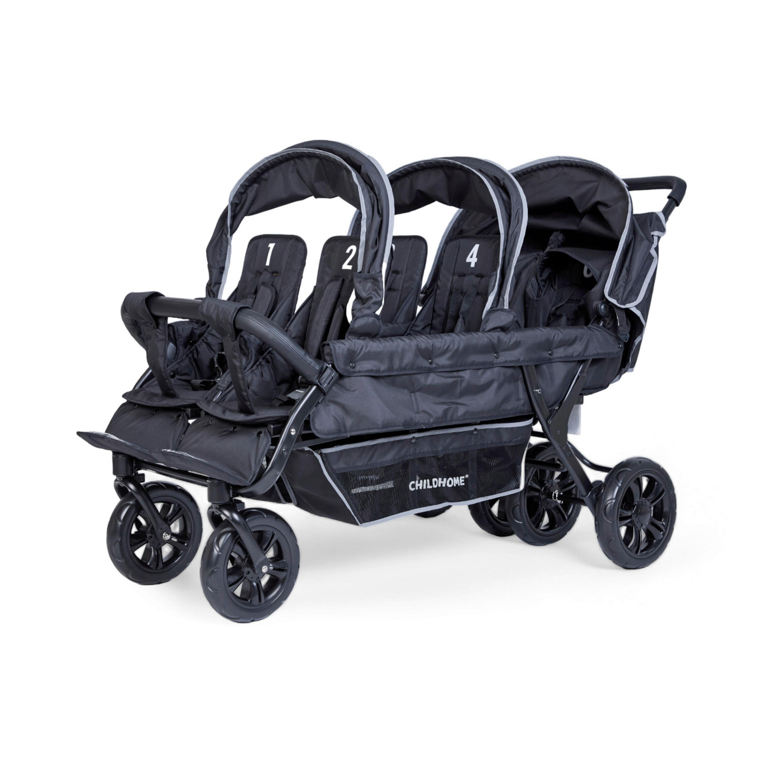 GESCHWISTERWAGEN  - Schwarz, Basics, Textil/Metall (163/85/107cm) - Childhome